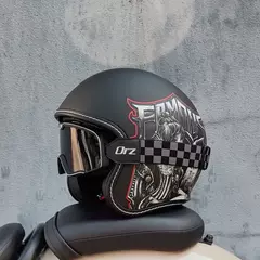 2025 mais recente capacete de motocicleta retrô cascos de motos lente embutida 3/4 meio capacete leve para homens e mulheres capacidade - loja online