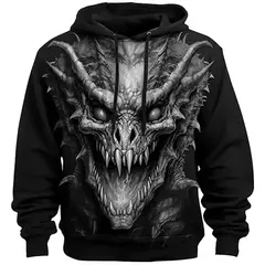 Moletom com capuz dragão estampado em 3D, pulôver casual, moletom de rua, roupas masculinas grandes, nova moda, outono e inverno - loja online