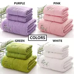 Imagem do Conjunto de toalhas de fibra de bambu bordadas para adultos, alta qualidade, cor sólida, super absorvente, toalhas de banho para casa e toalhas de mão