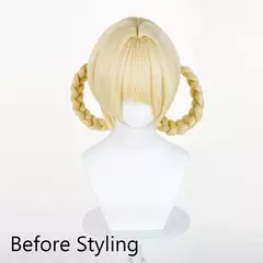 Imagem do Perucas sintéticas curtas e retas loiras com franja com clipe trançado fofo anime jogo peruca cosplay para festa diária