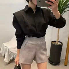 Blusas soltas de mangas compridas femininas, camisa chique, tops elegantes de rua, blusas de escritório OL, novas, outono, 2023
