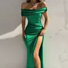 Elegante vestido de noite feminino, Monocromático, Ombro Fora, Sexy, Divisão para o Lado Alto, Luxo, Formal, Sexy, senhoras, Festa, Noite