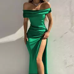 Elegante vestido de noite feminino, Monocromático, Ombro Fora, Sexy, Divisão para o Lado Alto, Luxo, Formal, Sexy, senhoras, Festa, Noite na internet