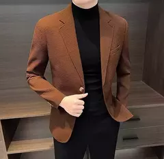 Imagem do Fatos e blazers xadrez masculinos, moda masculina casual, jaqueta grife de luxo, roupas grife premium, branco e marrom, casacos de festa, verão