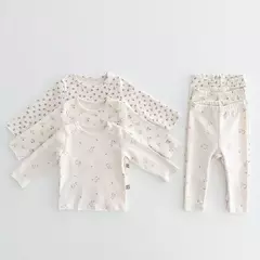 Imagem do Conjunto de pijama de algodão puro para crianças, terno de pijama infantil, loungewear para meninos e meninas, 1-6 anos
