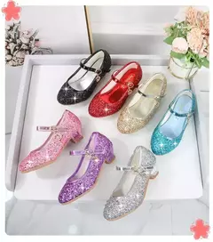 Sapato de salto alto de cristal infantil, sandálias de cristal, fivela, princesa sapato de dança, desempenho estudantil, couro, meninas, moda - Wolf Magazine