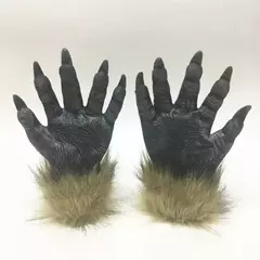 Máscara de festa do lobisomem para homens e mulheres, luvas de lobo, Cosplay, Halloween, Látex, Borracha, Cabeça, Cabelo, Assustador - loja online
