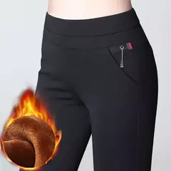 Imagem do Calça lápis de lã feminina, roupa formal, roupa feminina fina, elástico longo básico, senhora preta do escritório, outono, inverno