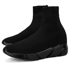 Tênis pretos clássicos para homens e mulheres, tênis de cano alto, calçados esportivos, meias de plataforma, plus size 47, qualidade - Wolf Magazine