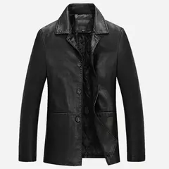 Jaqueta de couro PU masculina, corta-vento de forro grosso quente, presente do pai, tamanho grande, M para 4XL na internet