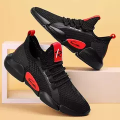 Tênis leve vulcanizado masculino, tênis casual de malha, com cordões, caminhada e corrida, academia, na moda - comprar online
