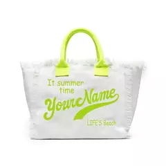 Bolsa de lona elegante e personalizável para mulheres, praia de verão, grande capacidade, bolsa pendular, presentes de casamento