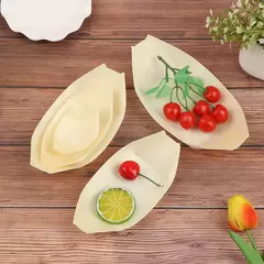 Barco De Madeira Descartável Para Sushi, Salada Sobremesa Tigela, Tigela De Madeira De Pinho, Bandeja De Placa, 50PCs - comprar online
