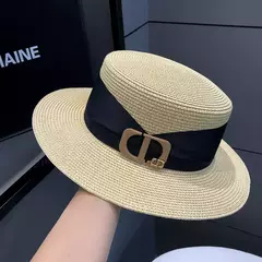 Chapéu de palha feminino casual achatado, chapéu Panamá Beach, chapéu feminino elegante, outing, verão - loja online