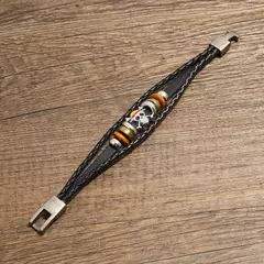 1pc uma peça luffy pirata pulseira japão dos desenhos animados figura de ação brinquedos punk couro preto trançado punk rock pulseiras presentes