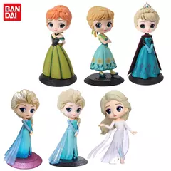 Bandai original qposket disney princesa modelo colecionável congelado elsa anna coroação estilo figura de ação brinquedos presente para crianças