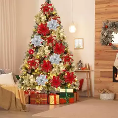 Flores artificiais de glitter para árvore de natal, ornamentos pendurados, flor falsa, lar, Natal, ano novo, presente, 2022, 2024 - Wolf Magazine