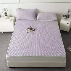 Imagem do Tapete e fronha de látex espesso macio, Conjunto de cama liso, Lençol Cool Feeling, Capa de colchão de resfriamento, Verão, 2 pcs, 3pcs