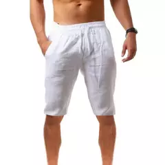 Imagem do Shorts esportivos casuais masculinos, algodão e linho confortáveis, calças de jogging, moda verão