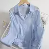 Chiffon camisa fina para as mulheres, blusa solta, single-breasted, cor sólida, moda coreana, tamanho grande, novo, verão