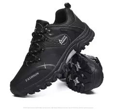 Imagem do Ténis de couro respirável masculino, sapatos casuais, sapatos de caminhada confortáveis, antiderrapantes, exterior, caminhada, moda, novo