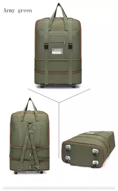 Imagem do Mala Oxford Dobrável Expansível Unisex, Bagagem Portátil com Rodas, Mala de Rolamento, Transportador Aéreo, Bolsa de Viagem, Novo