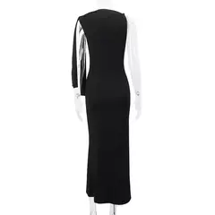 Imagem do Justmery-vestido de noite sexy para as mulheres, cor sólida, sem mangas, colar redondo, slim fit, roupas de verão