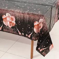 Imagem do Toalha de mesa descartável para festa de aniversário, capa de mesa para homens e mulheres, ouro rosa, preto, dourado, velho, material de festa