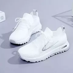 Tênis de malha para mulheres, Tênis de caminhada respirável, Sapatos brancos confortáveis, Tênis casuais, Calçado da moda - comprar online
