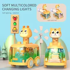 Press Gear Car Toy para crianças, puxar, puzzle inercial, animais, menino - Wolf Magazine