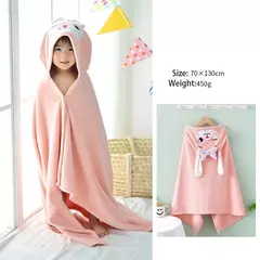 Toalha de banho com capuz coral para crianças, manto dos desenhos animados, roupão infantil, poncho para meninos e meninas - Wolf Magazine