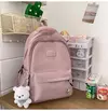 Mochila de grande capacidade para estudante, bolsa simples e versátil para menina, material poliéster unissex, decoração de boneca japonesa
