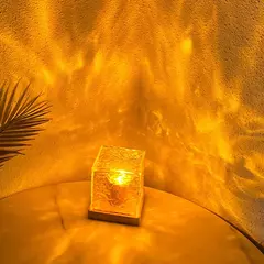 Projetor de ondulação de água rotativo dinâmico, luz noturna, 16 cores, lâmpada de cristal de chama para sala de estar, estudo, quarto, rotação dinâmica