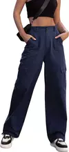 Calças cargo de algodão de cintura alta feminina, calça casual, perna larga, carga, verão, novo, 2023