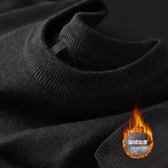 Suéter de malha luxuoso masculino, gola alta, veludo acolchoado, quente, pulôveres sólidos, fundo grosso, casual com o pescoço, outono, inverno na internet