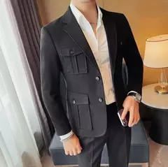 Blazers masculinos de peito único, ternos cinza, casacos grandes, tamanho grande, moda de alta qualidade, novo em 2020 na internet