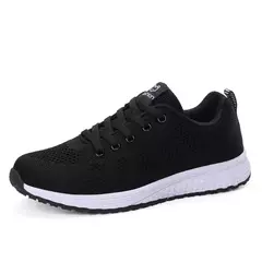 Sapatos de corrida leves e respiráveis para mulheres, calçados esportivos antiderrapantes, ao ar livre, macios, com cordões, moda, tênis