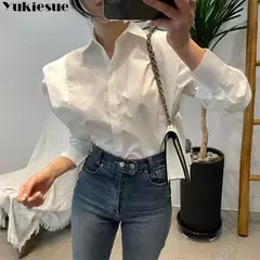 Blusas soltas de mangas compridas femininas, camisa chique, tops elegantes de rua, blusas de escritório OL, novas, outono, 2023 - comprar online