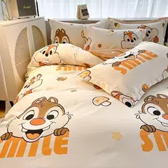 Disney Stitch Cotton Bedding Set for Children, Quilt Cover, Fronha de linho, Lençol, Decoração do quarto, 3 Piece Set, 4 pcs - loja online