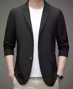 Casaco de peito único masculino, blazer masculino grande, casaco preto, tamanho grande e grande, simples e casual, roupas de primavera e verão, novidade em 2021 - loja online
