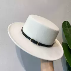Chapéus de feltro chapéu de feltro de aba de lã decorado com fivela de cinto chapéus de feltro de lã retro boné de jazz inverno outono quente estilo britânico bonés de boater - loja online
