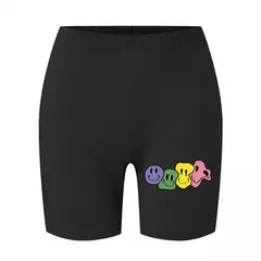 Imagem do Meia-calça curta feminina casual fitness, amor engraçado, estampas gráficas de rosto sorridente, leggings elásticas altas, roupas esportivas femininas finas e macias