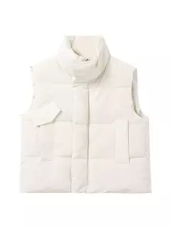 Jaqueta casual grossa solta feminina, casaco com gola simulada, zíper para cima, colete quente sólido, jaqueta puffer, outono, inverno, 2023 na internet