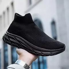 Tênis de malha respirável para homens e mulheres, meias casuais, tênis esportivo, botas de tornozelo, tênis slip-on, moda na internet