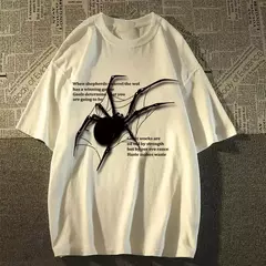 Camiseta solta de manga curta masculina, estampa de aranha, top estético grande, moda de rua, hip-hop, estampada, verão, nova - loja online