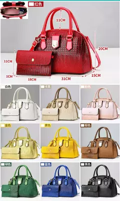 Ombro crocodilo com carteira feminina, bolsa brilhante de couro PU, bolsa de alta qualidade, 2 pçs/set, estilo outono e inverno, 2024 - loja online