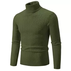 Suéter de gola alta masculino, pulôver monocromático, de malha, quente, casual, gola alta, suéter, lã, inverno, tops ao ar livre, novo na internet