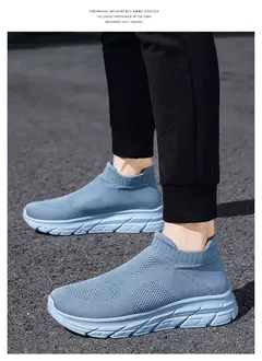 Tênis de corrida respirável masculino e feminino, calçados esportivos leves, tênis slip-on, meias da moda, tamanho grande 46, venda quente - Wolf Magazine