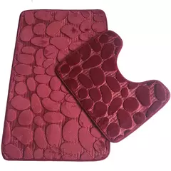 Jogo antiderrapante da esteira do banho do banheiro, Tapete De Cobblestone, Tapetes de chuveiro absorventes, Tampa do vaso sanitário, 2Pcs Set, 3 Pcs