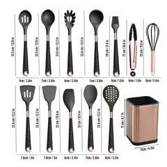Conjunto De Utensílios De Cozinha De Silicone Resistente Ao Calor, Espátula, Colher, Ferramentas Antiaderentes, Alça Banhada A Ouro Rosa, Suporte, Presente De Cozinha - comprar online